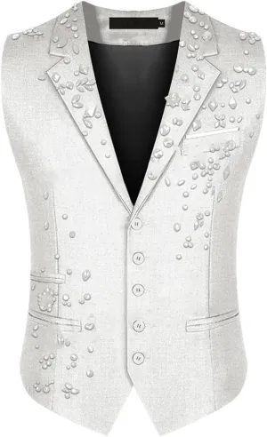 Mnjyihy Men Suit Vest Solid Casual Business Blazer Vests Lightweight Waistcoat Slim Fit Vest For Suit Or Tuxedo