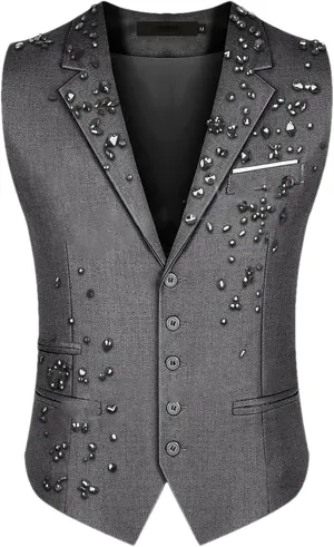 Mnjyihy Men Suit Vest Solid Casual Business Blazer Vests Lightweight Waistcoat Slim Fit Vest For Suit Or Tuxedo