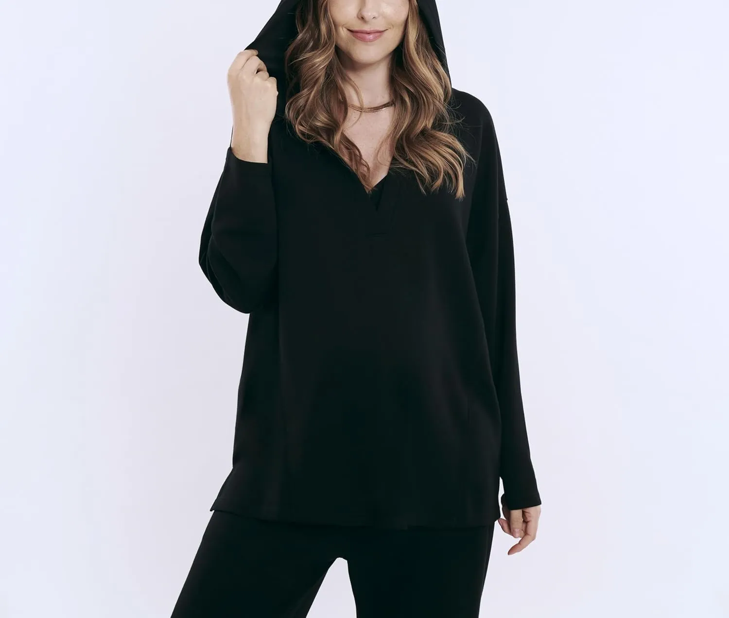 Motherhood Maternity Women's Long Sleeve V-Neck Scuba Pullover Nursing Hoodie