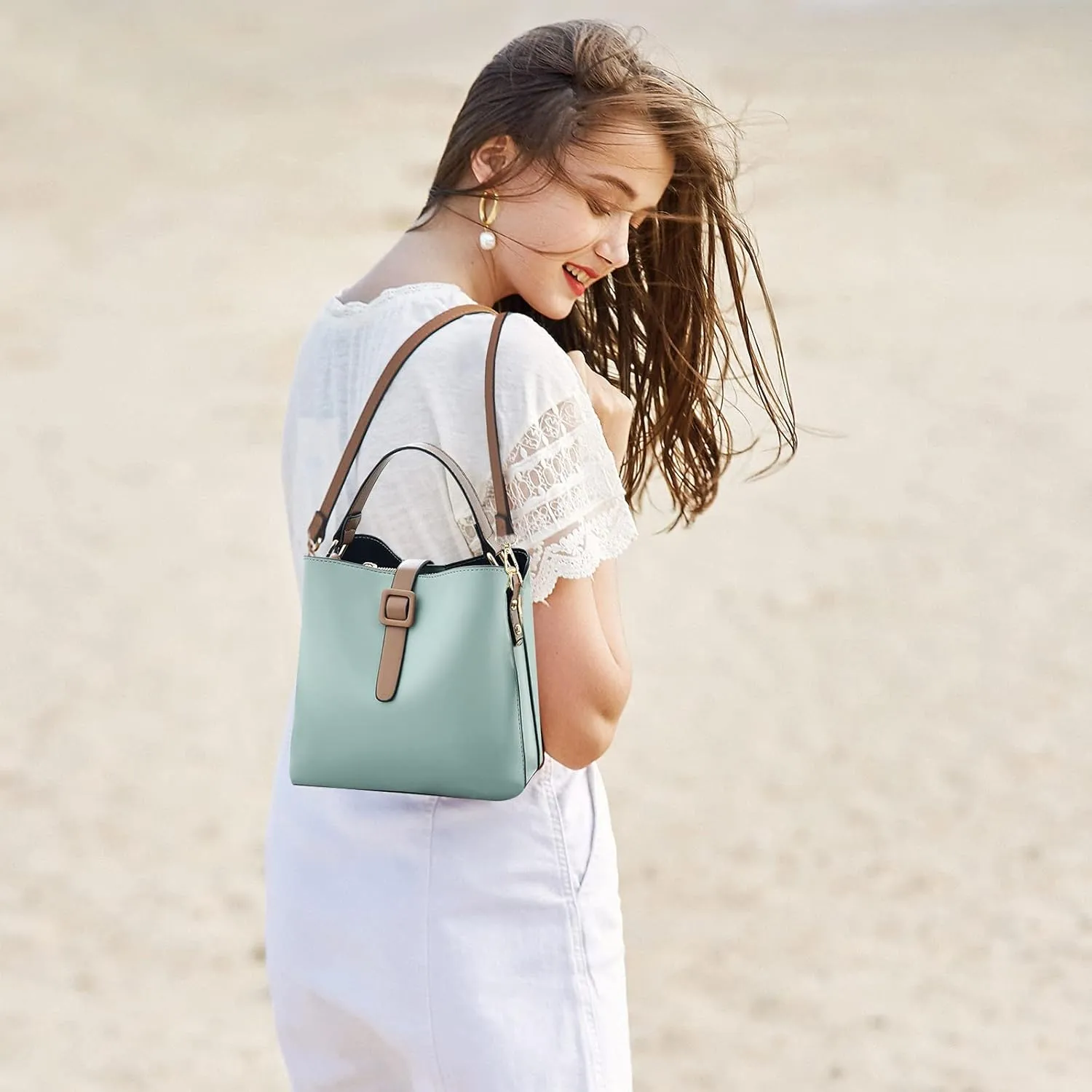 NICOLE & DORIS Bucket Bag Purses for Women Crossbody Bag Small Handbags & Shoulder Bags PU Leather Top Handle Clutch Bag