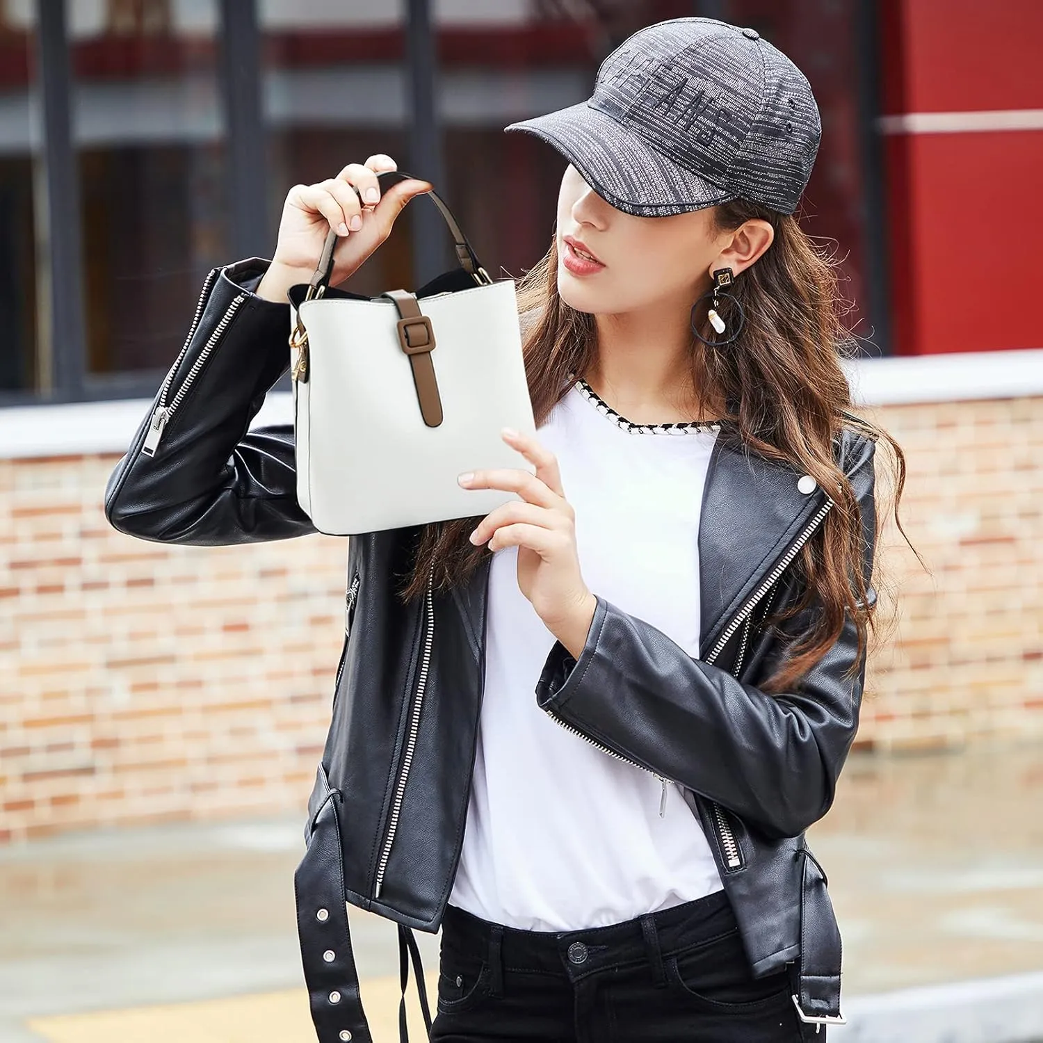 NICOLE & DORIS Bucket Bag Purses for Women Crossbody Bag Small Handbags & Shoulder Bags PU Leather Top Handle Clutch Bag