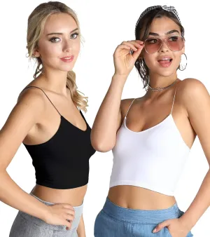 NIKIBIKI Women Seamless Spaghetti Strap Crop Top Cami, Made in U.S.A, One Size