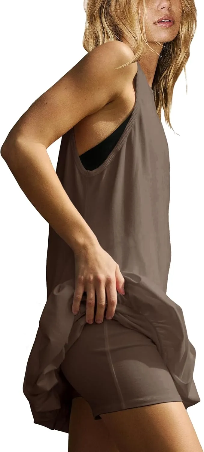 Nirovien Womens Tennis Dress Workout Athletic Dresses with Shorts Bubble Golf Outfits with Pockets Activewear