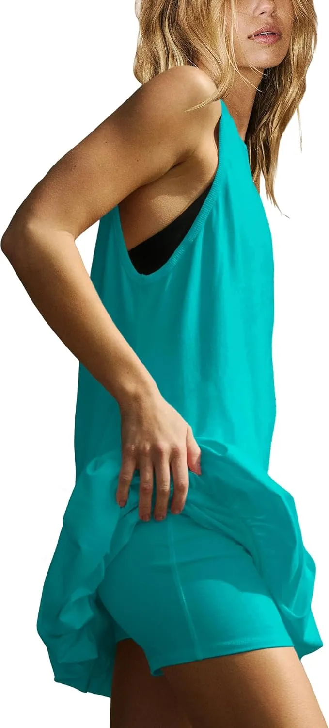 Nirovien Womens Tennis Dress Workout Athletic Dresses with Shorts Bubble Golf Outfits with Pockets Activewear