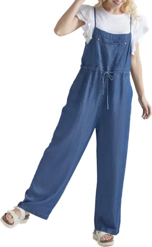 noflik Women's relaxed silhouette square neck adjustable shoulder straps Jumpsuit with pockets