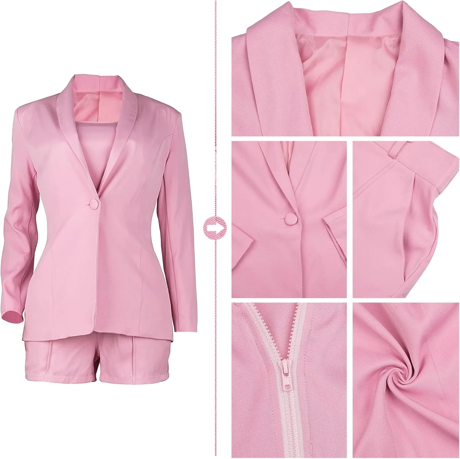 NRTHYE Women Sexy Bussiness Outfits 3 Piece Open Front Button Blazers   Crop Tops   Belted Shorts Set Jumpsuits