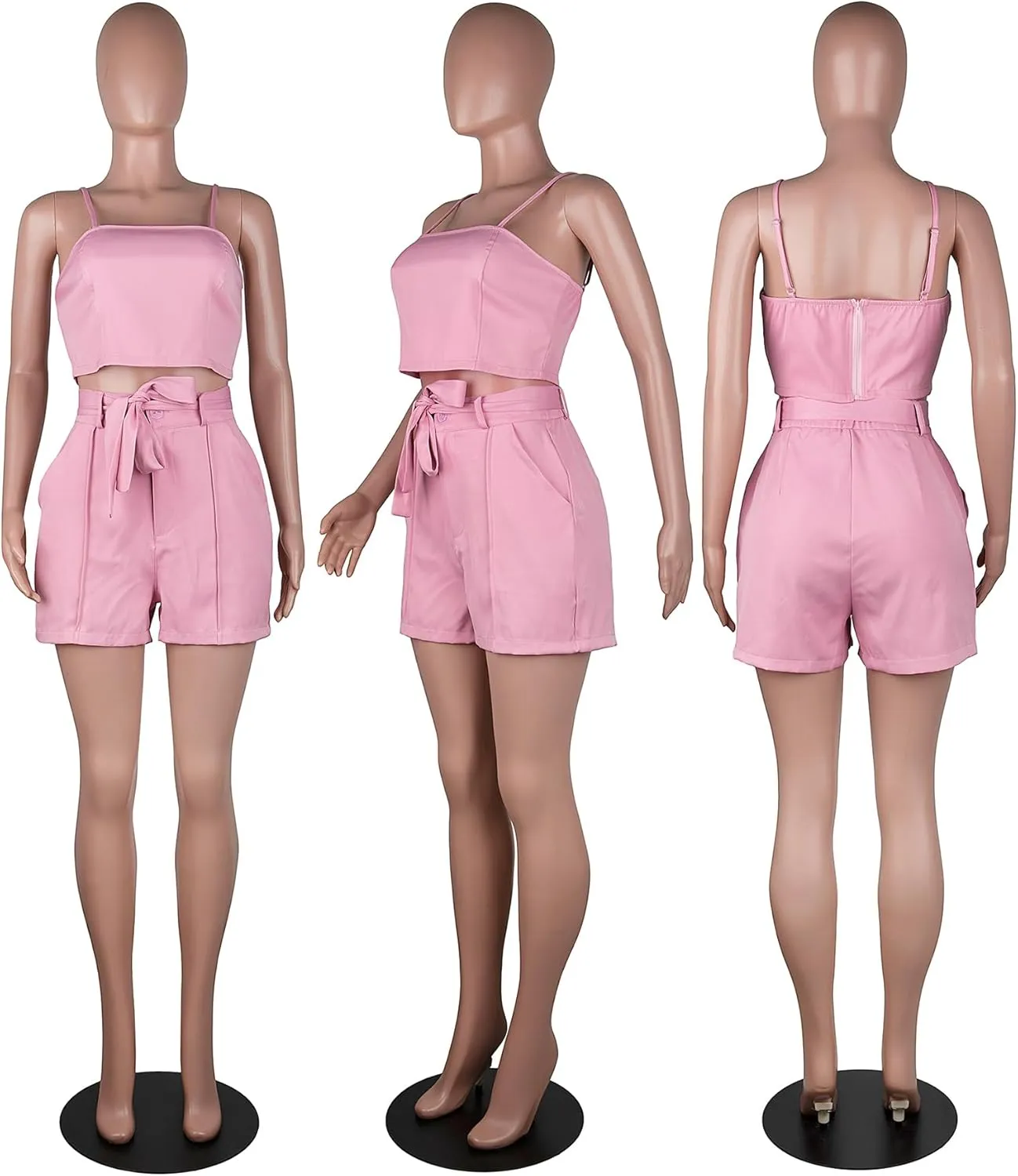 NRTHYE Women Sexy Bussiness Outfits 3 Piece Open Front Button Blazers   Crop Tops   Belted Shorts Set Jumpsuits