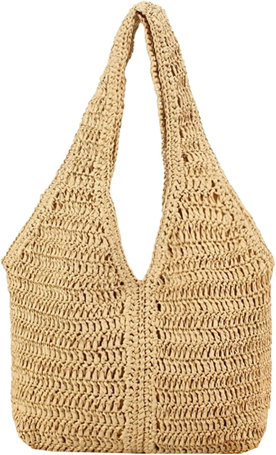 Obosoyo Summer Straw Tote Bag Women Paper Rope Weave Beach Vacation Shoulder Bag