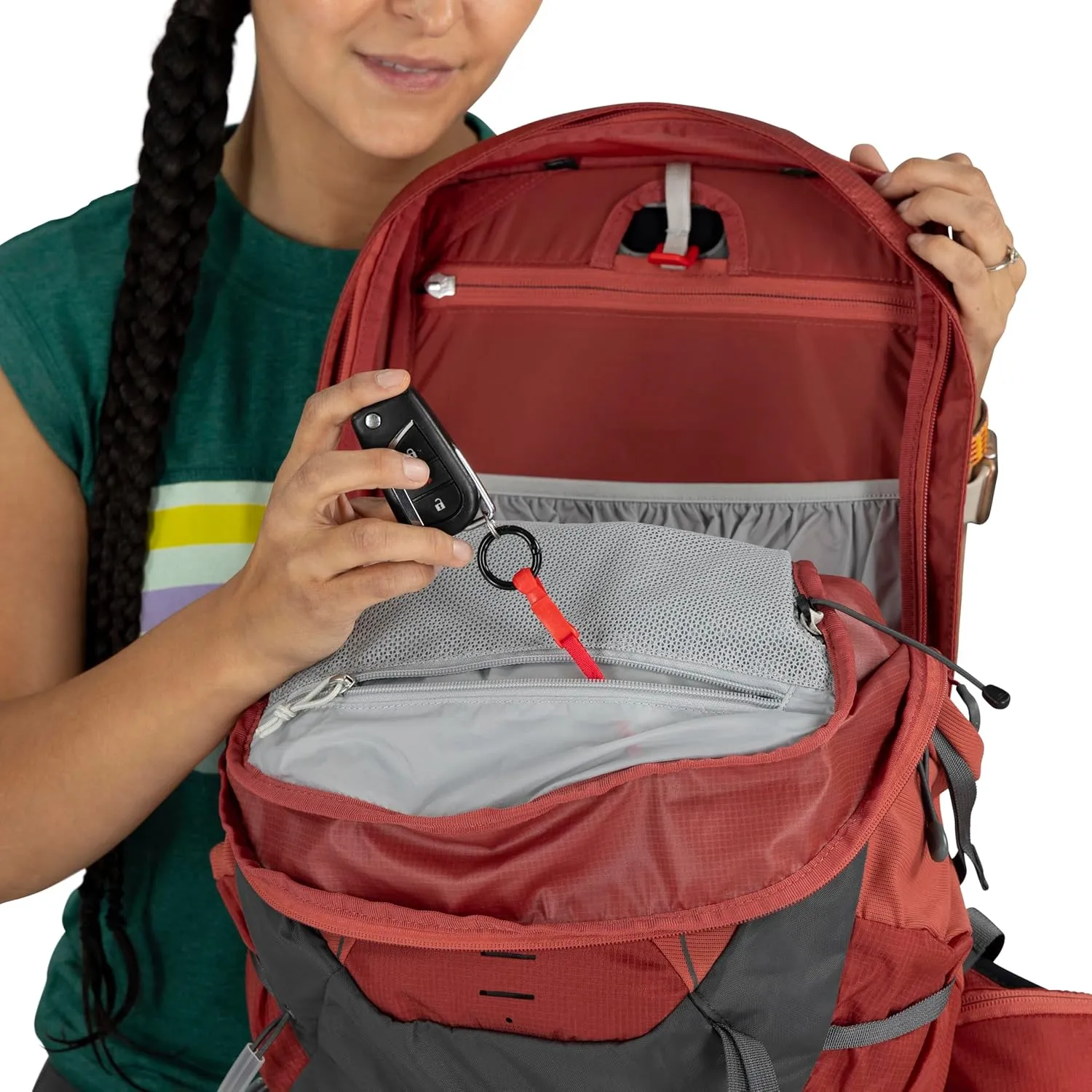 Osprey Tempest 22L Women's Lightweight Hiking Backpack with Hipbelt, Red Pampas/Coal Grey