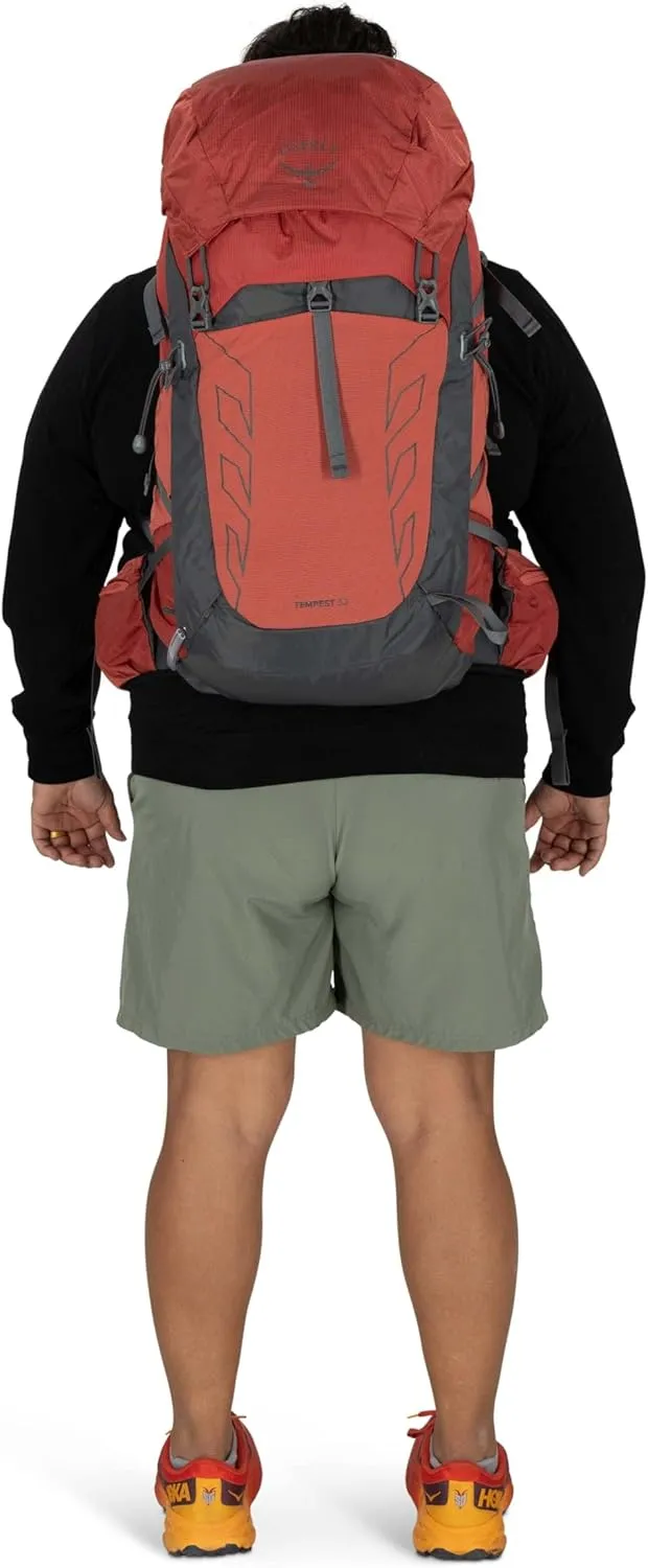 Osprey Tempest 33L Women's Lightweight Hiking Backpack with Hipbelt, Red Pampas/Coal Grey, Extended Fit