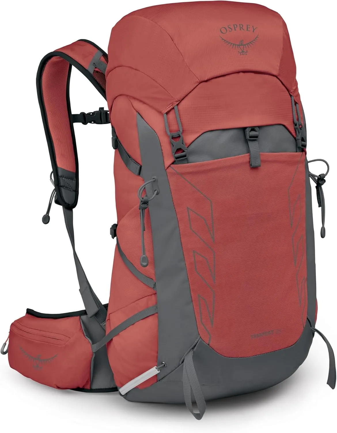 Osprey Tempest 33L Women's Lightweight Hiking Backpack with Hipbelt, Red Pampas/Coal Grey, Extended Fit