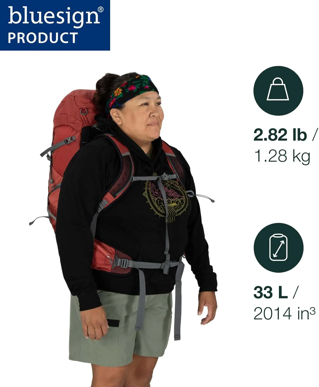 Osprey Tempest 33L Women's Lightweight Hiking Backpack with Hipbelt, Red Pampas/Coal Grey, Extended Fit