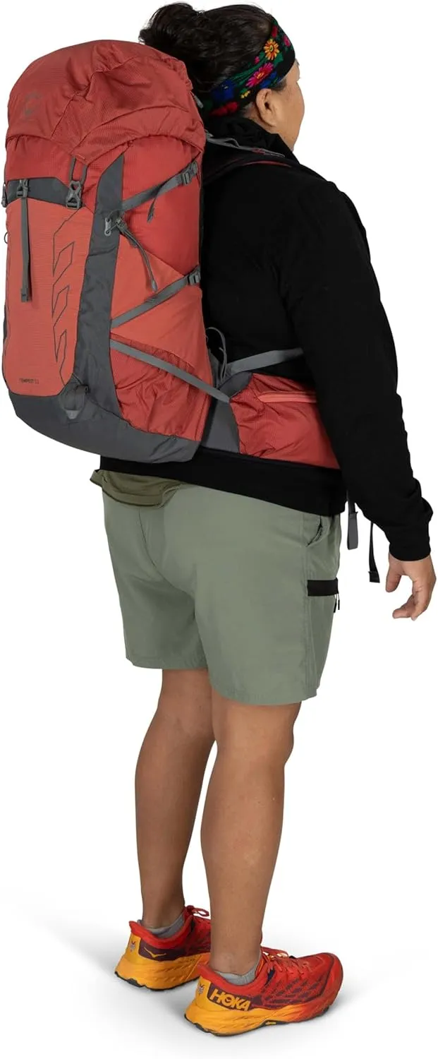 Osprey Tempest 33L Women's Lightweight Hiking Backpack with Hipbelt, Red Pampas/Coal Grey, Extended Fit