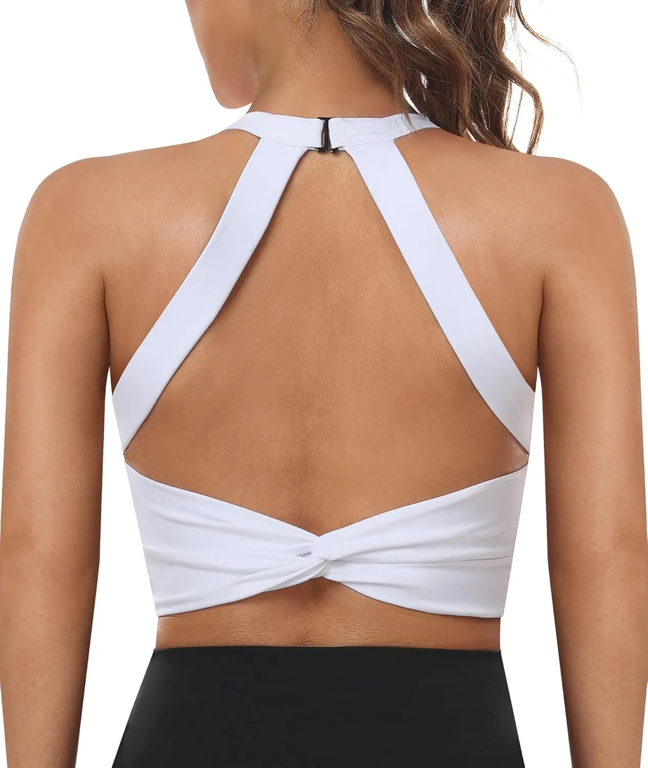 Padded Sports Bras for Women - Strappy Spaghetti Strap Workout Criss Cross Tank Tops Sets (3 Pack)
