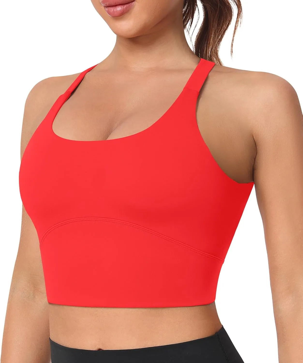Padded Sports Bras for Women - Strappy Spaghetti Strap Workout Criss Cross Tank Tops Sets (3 Pack)