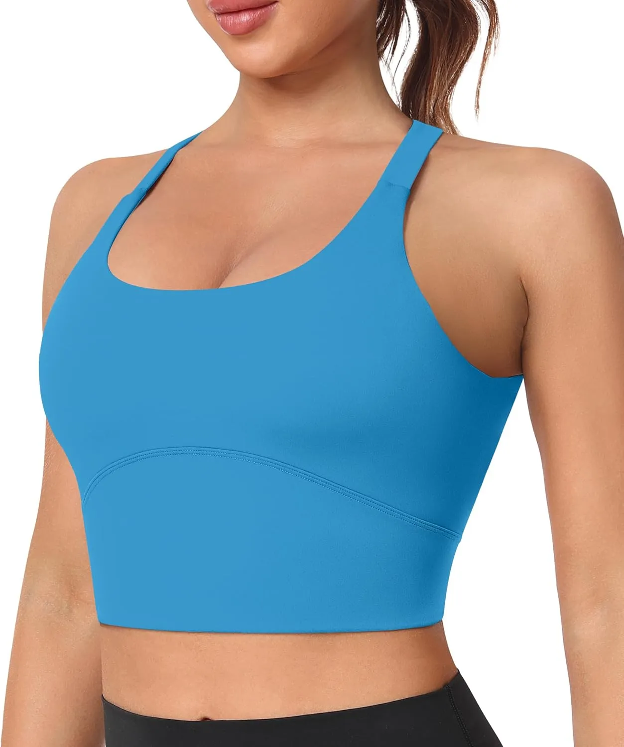 Padded Sports Bras for Women - Strappy Spaghetti Strap Workout Criss Cross Tank Tops Sets (3 Pack)