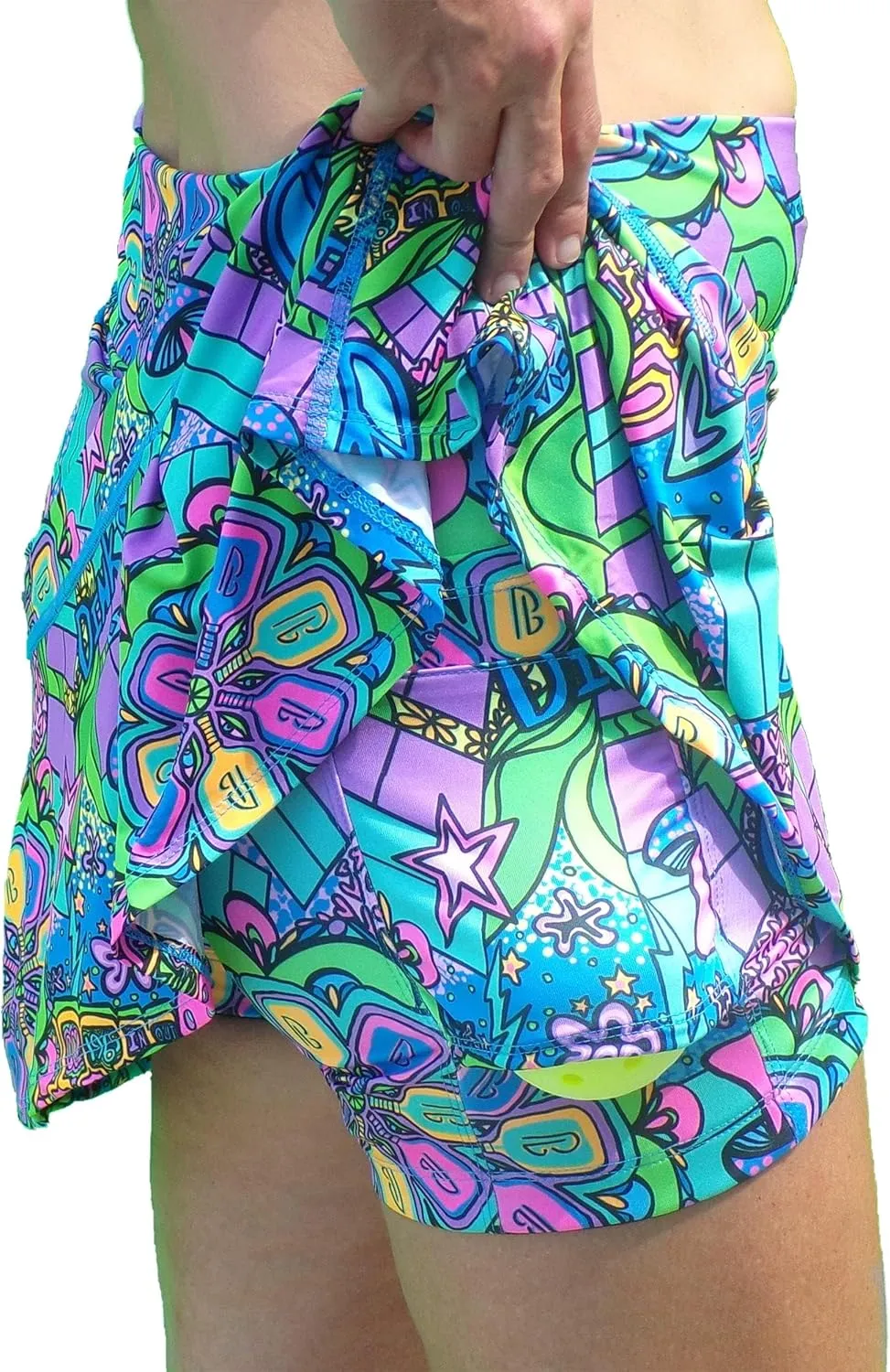 Pickleball Skirt Pickleball Skort, Pickleball Skirt with Attached Shorts A-Line Skirt Groovy Pattern