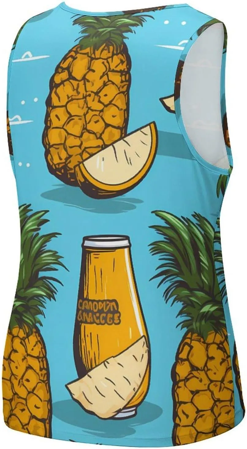Pineapple and Coconut Tree Beer Mens Tank Top Undershirt Sleeveless Gym Vest Workout T-Shirts