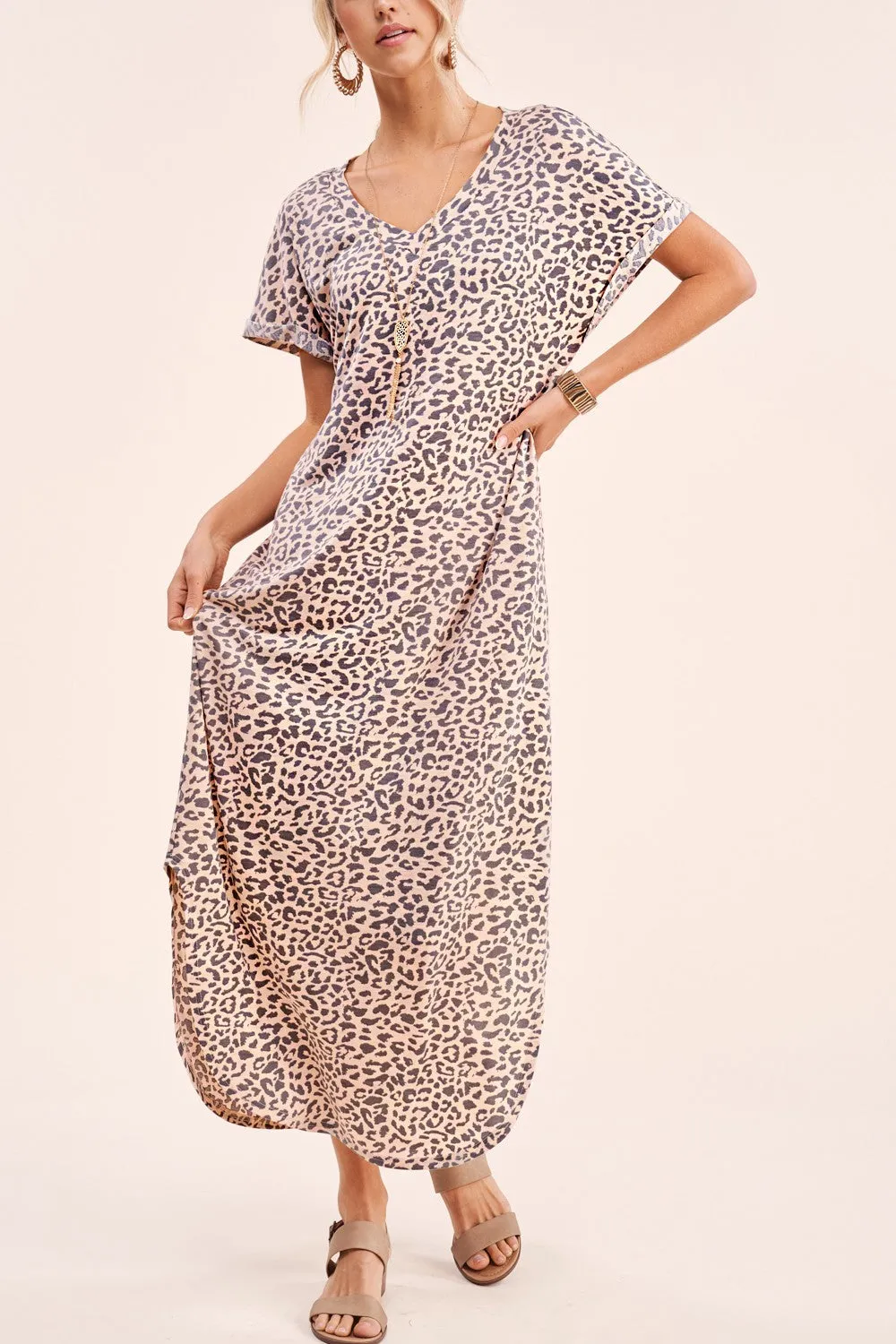 Pink Leopard Soft Summer Maxi Dress