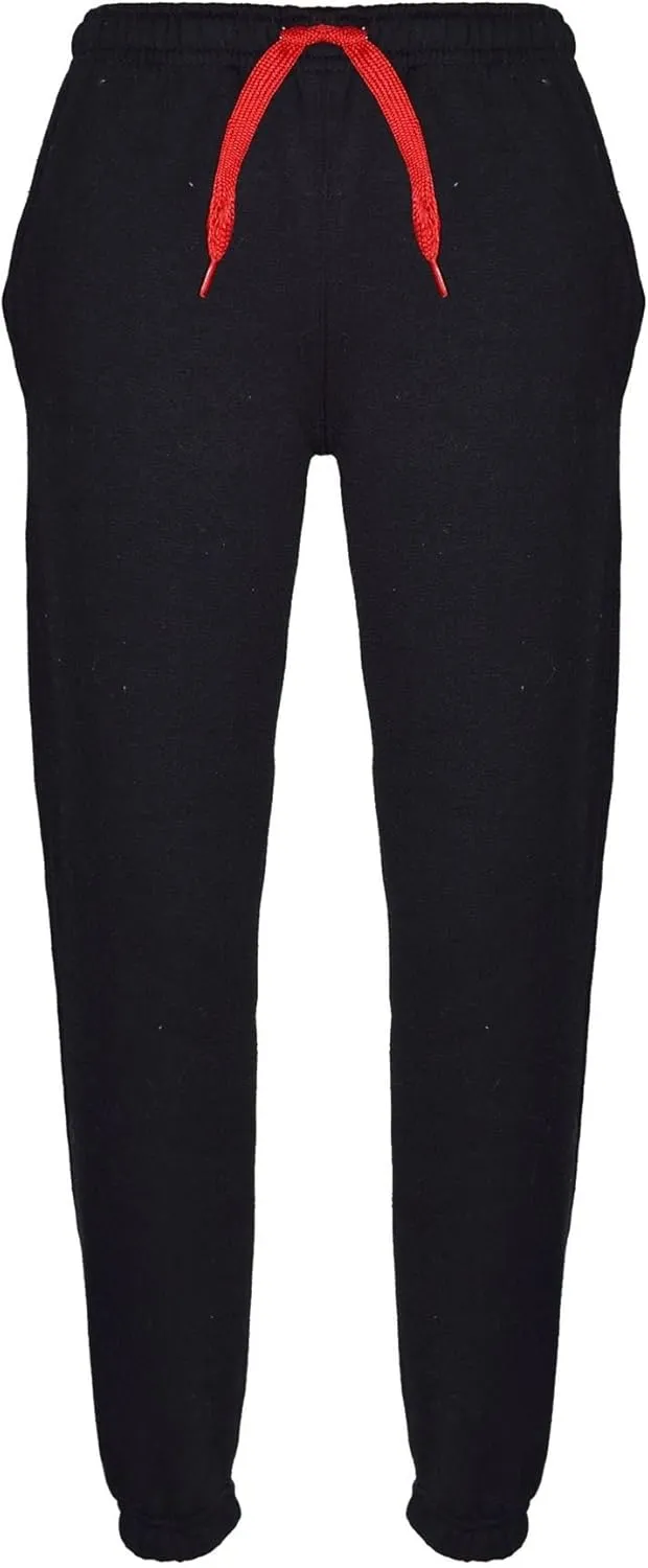 Plain Tracksuit Contrast Hoodie with Joggers Jogging Sweatpants Pants Sports Activewear Set Girls Boys Age 2-13Yrs