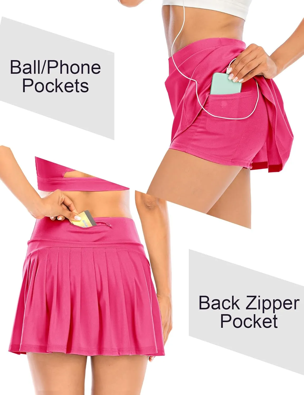 Pleated Tennis Skirts for Women Athletic Golf Skorts Activewear Running Sport Workout Skirts with Pockets Shorts
