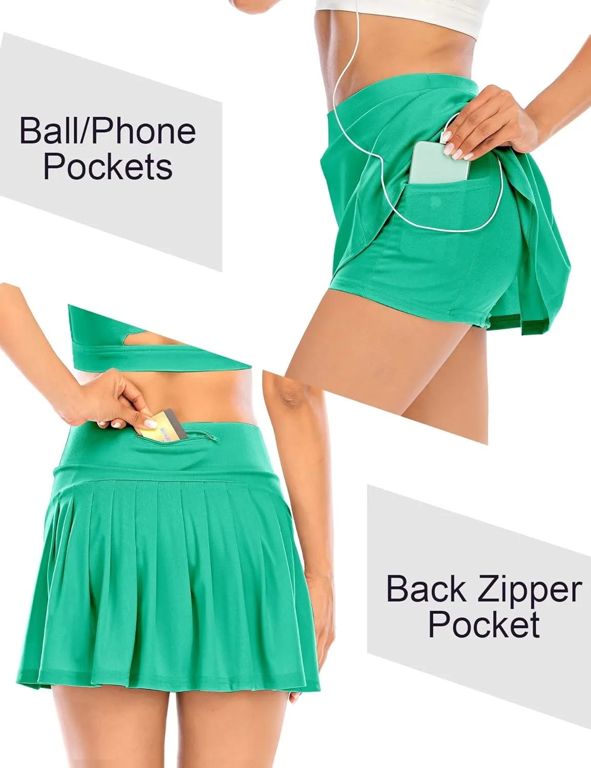 Pleated Tennis Skirts for Women Athletic Golf Skorts Activewear Running Sport Workout Skirts with Pockets Shorts