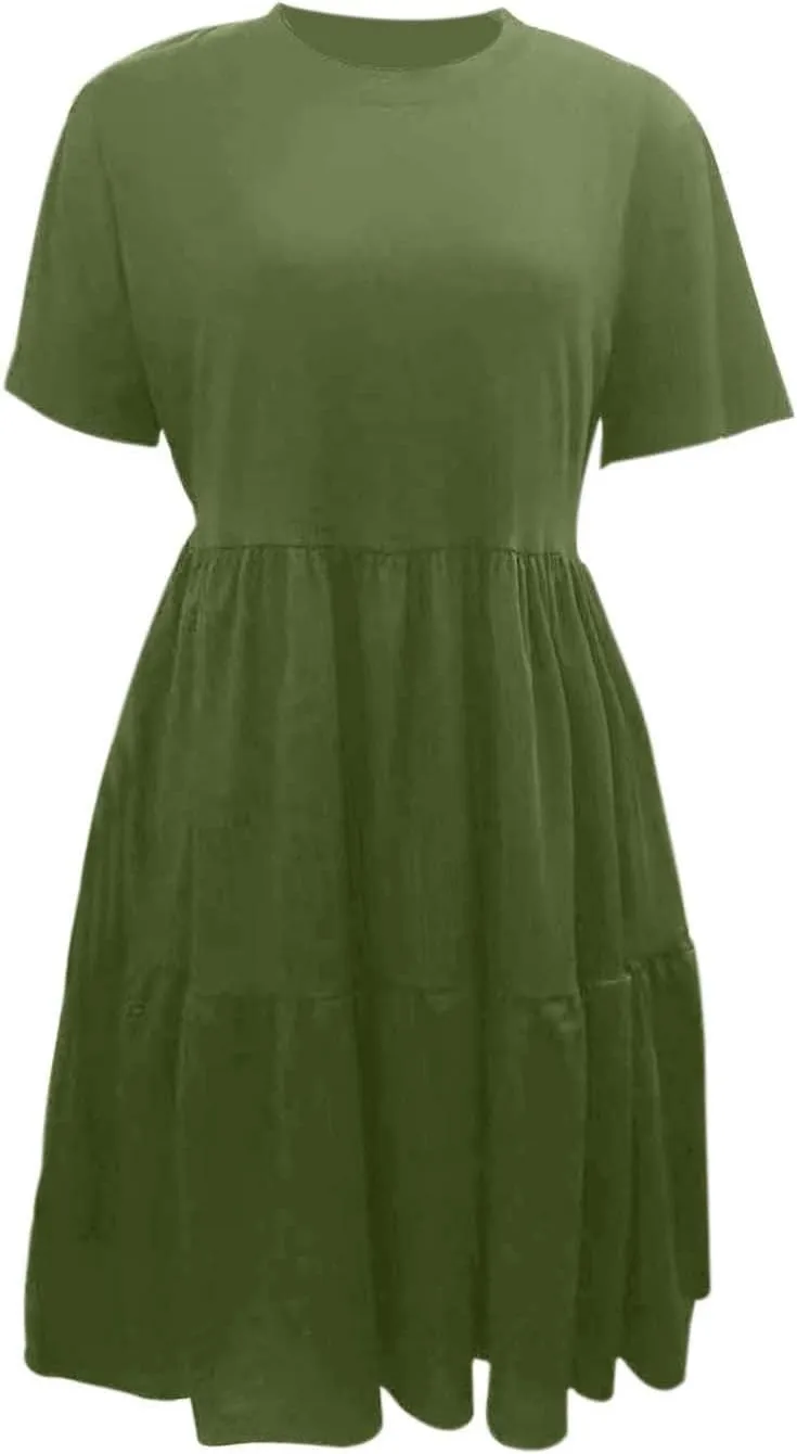 Plus Size Beach Dresses For Women Sundress Floral Boho 2025 V Neck Ruffle Short Sleeve A Line Tiered Flowy Dresses