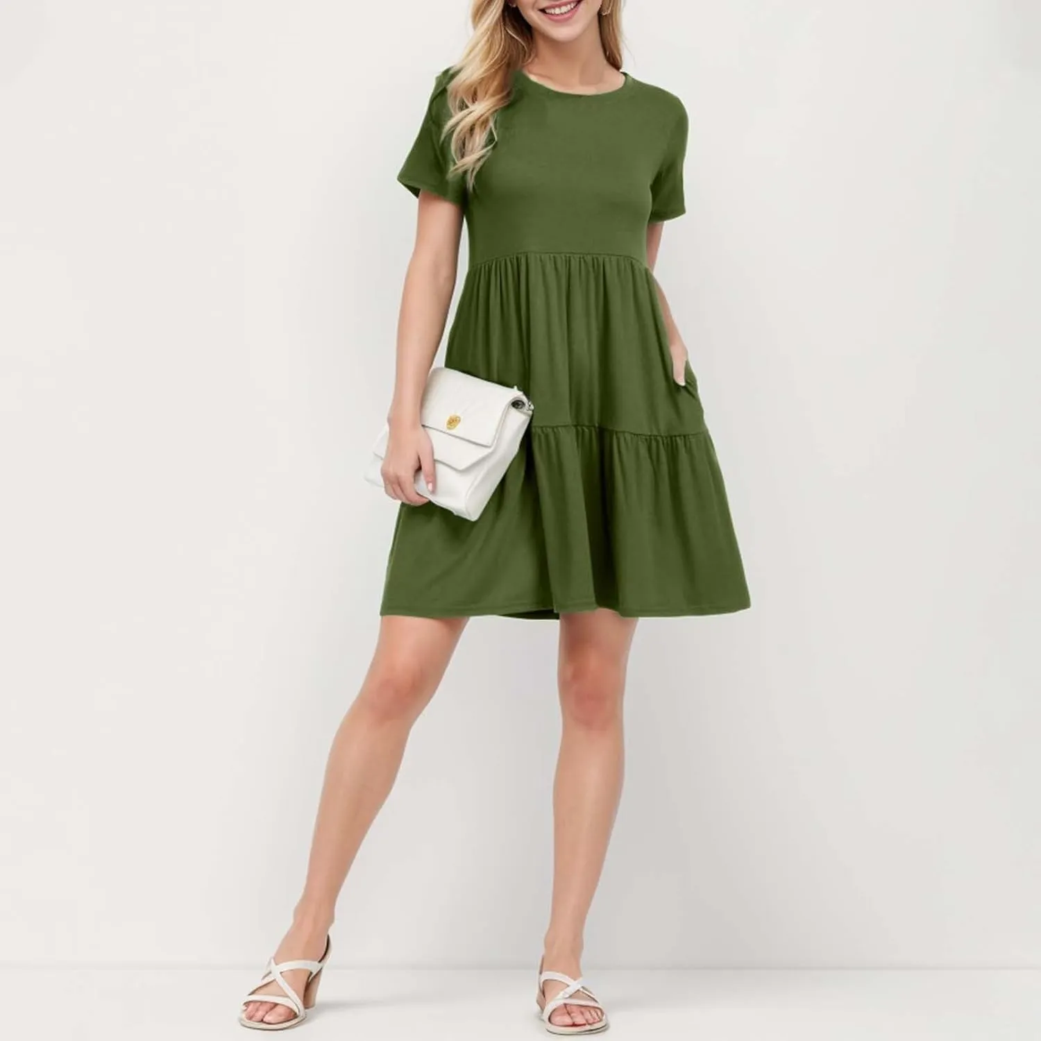 Plus Size Beach Dresses For Women Sundress Floral Boho 2025 V Neck Ruffle Short Sleeve A Line Tiered Flowy Dresses