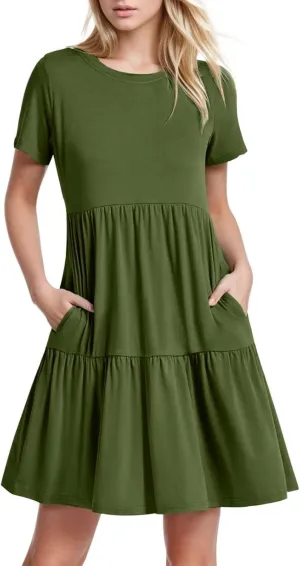Plus Size Beach Dresses For Women Sundress Floral Boho 2025 V Neck Ruffle Short Sleeve A Line Tiered Flowy Dresses