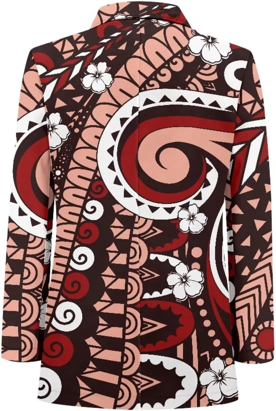 Polynesian Style Prints Blazers for Women Polynesian Tropical Leaf Summer Dresses 2024 Long Sleeve Womens Blazer