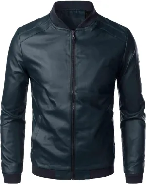 Pu Leather Men's Jacket Autumn Slim Stand Collar Motor Coat Fashion Zipper Leather Jacket
