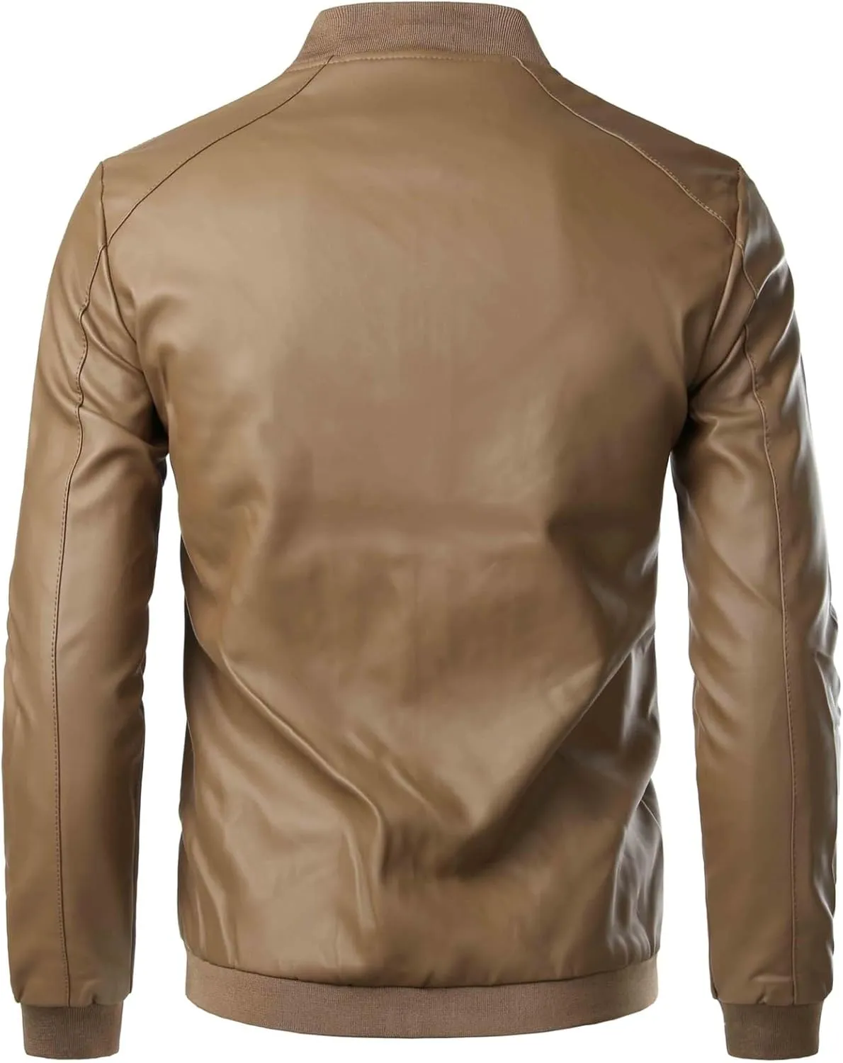 Pu Leather Men's Jacket Autumn Slim Stand Collar Motor Coat Fashion Zipper Leather Jacket