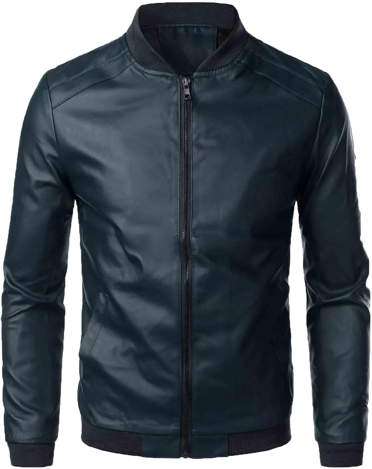 Pu Leather Men's Jacket Autumn Slim Stand Collar Motor Coat Fashion Zipper Leather Jacket