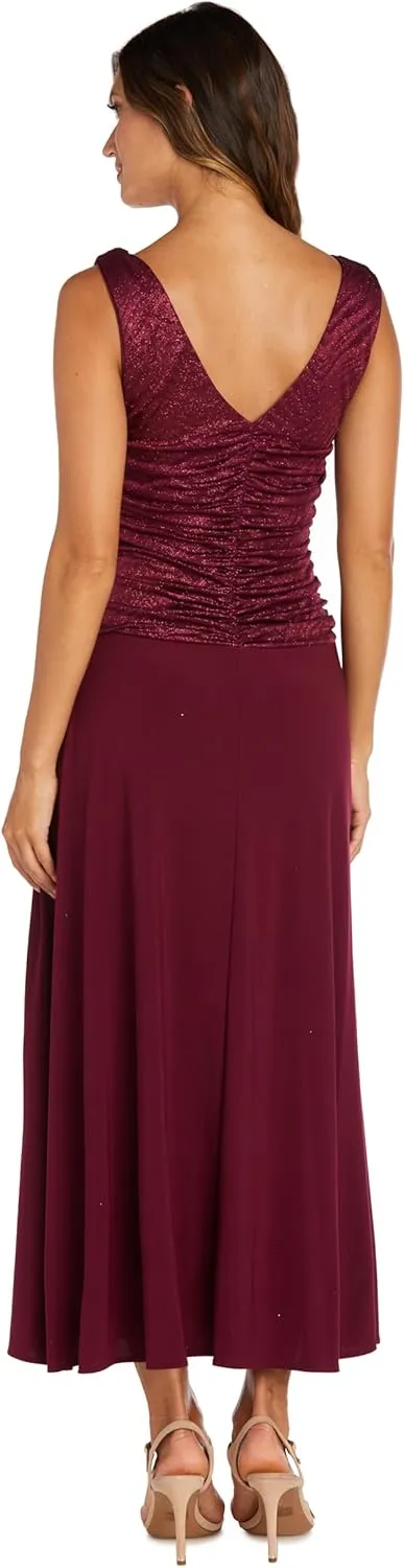 R&M Richards Womens Ruched Evening Dress