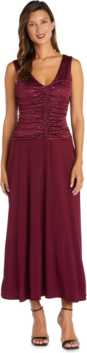 R&M Richards Womens Ruched Evening Dress