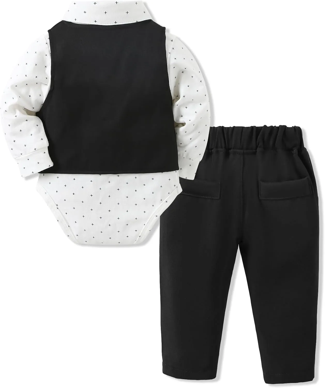 SANMIO Baby Boy Clothes Suits Infant Gentleman Outfit Collared Dress Shirt Vest Tie Corsage Pants 5Pcs Baby Suit Sets