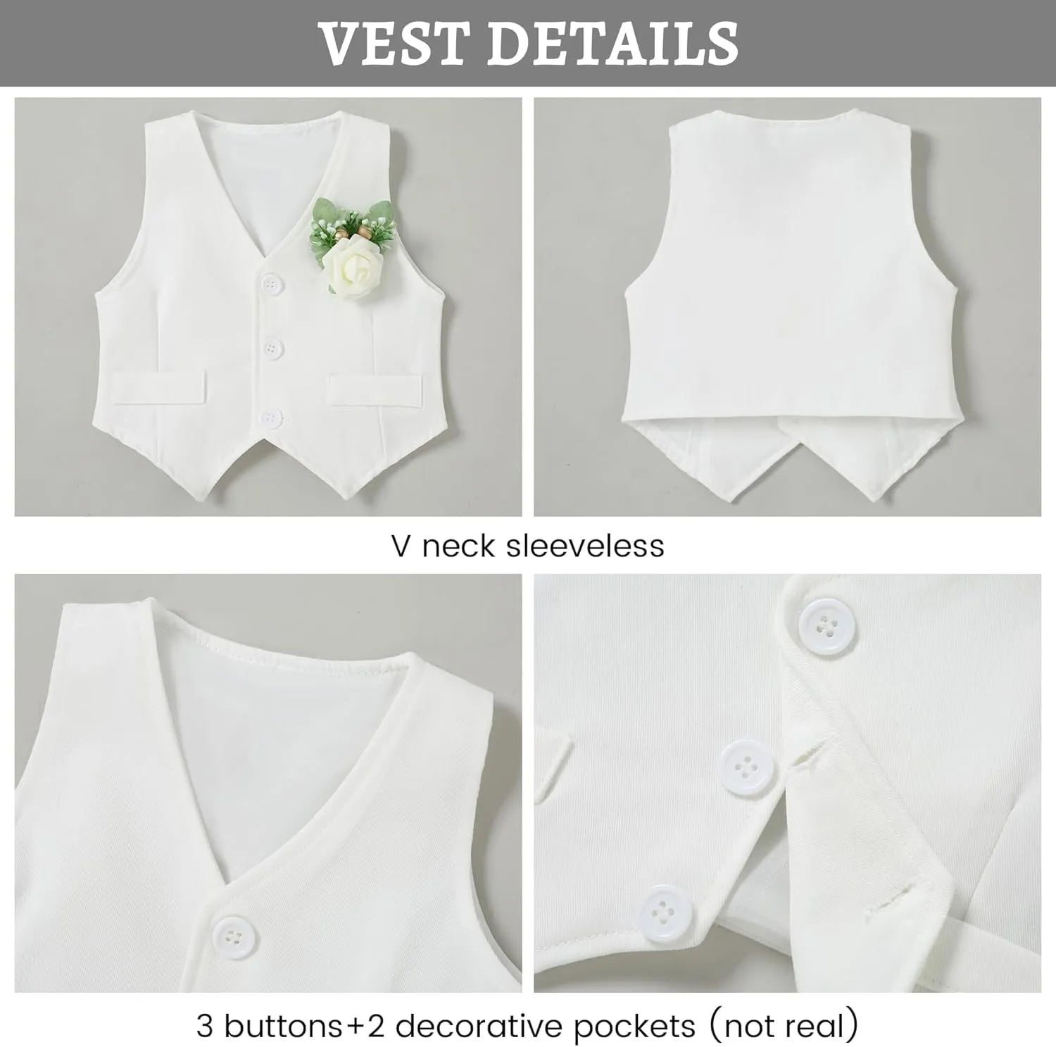 SANMIO Baby Boy Clothes Suits Infant Gentleman Outfit Collared Dress Shirt Vest Tie Corsage Pants 5Pcs Baby Suit Sets