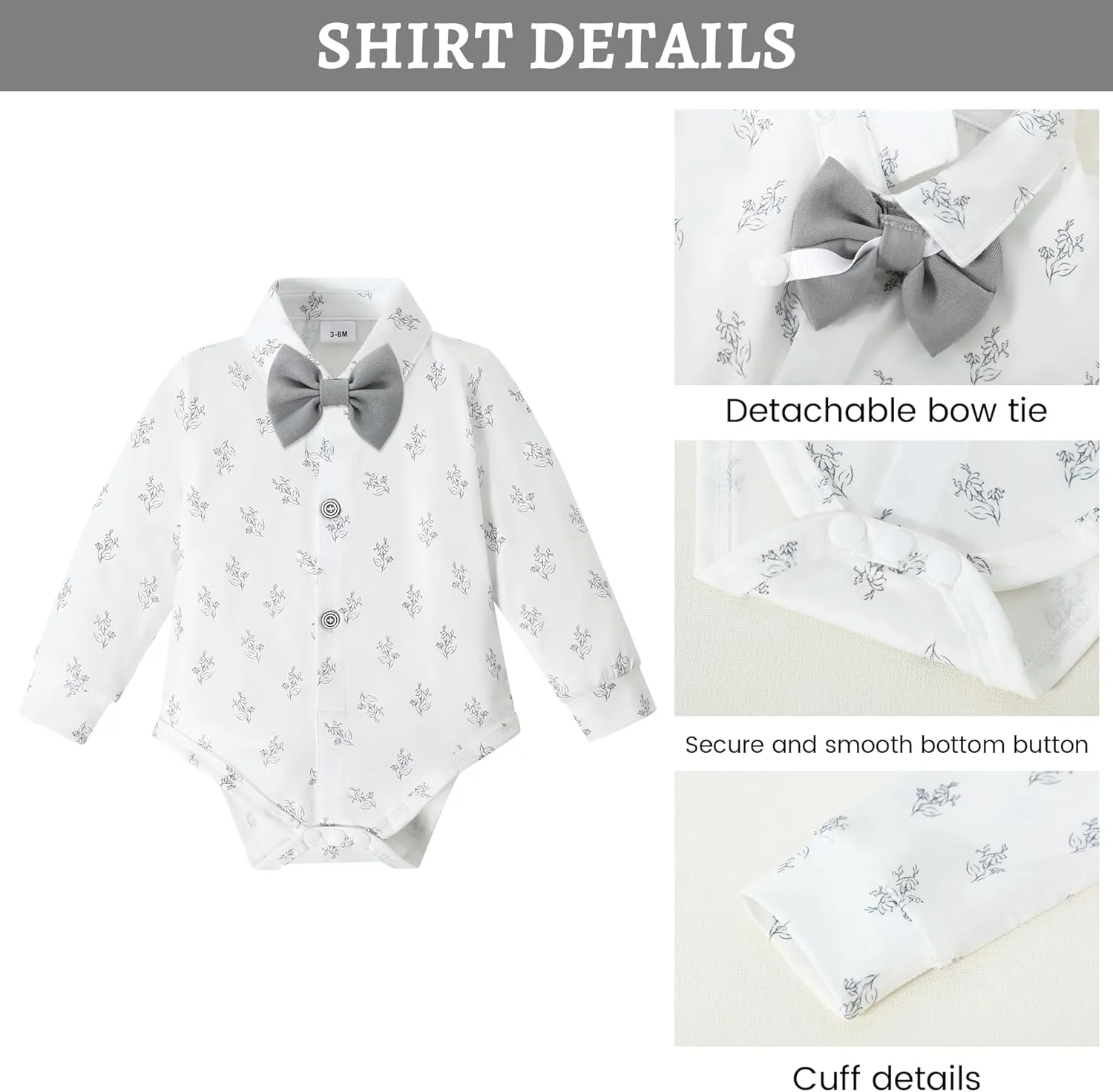 SANMIO Baby Boy Clothes Suits Infant Gentleman Outfit Collared Dress Shirt Vest Tie Corsage Pants 5Pcs Baby Suit Sets