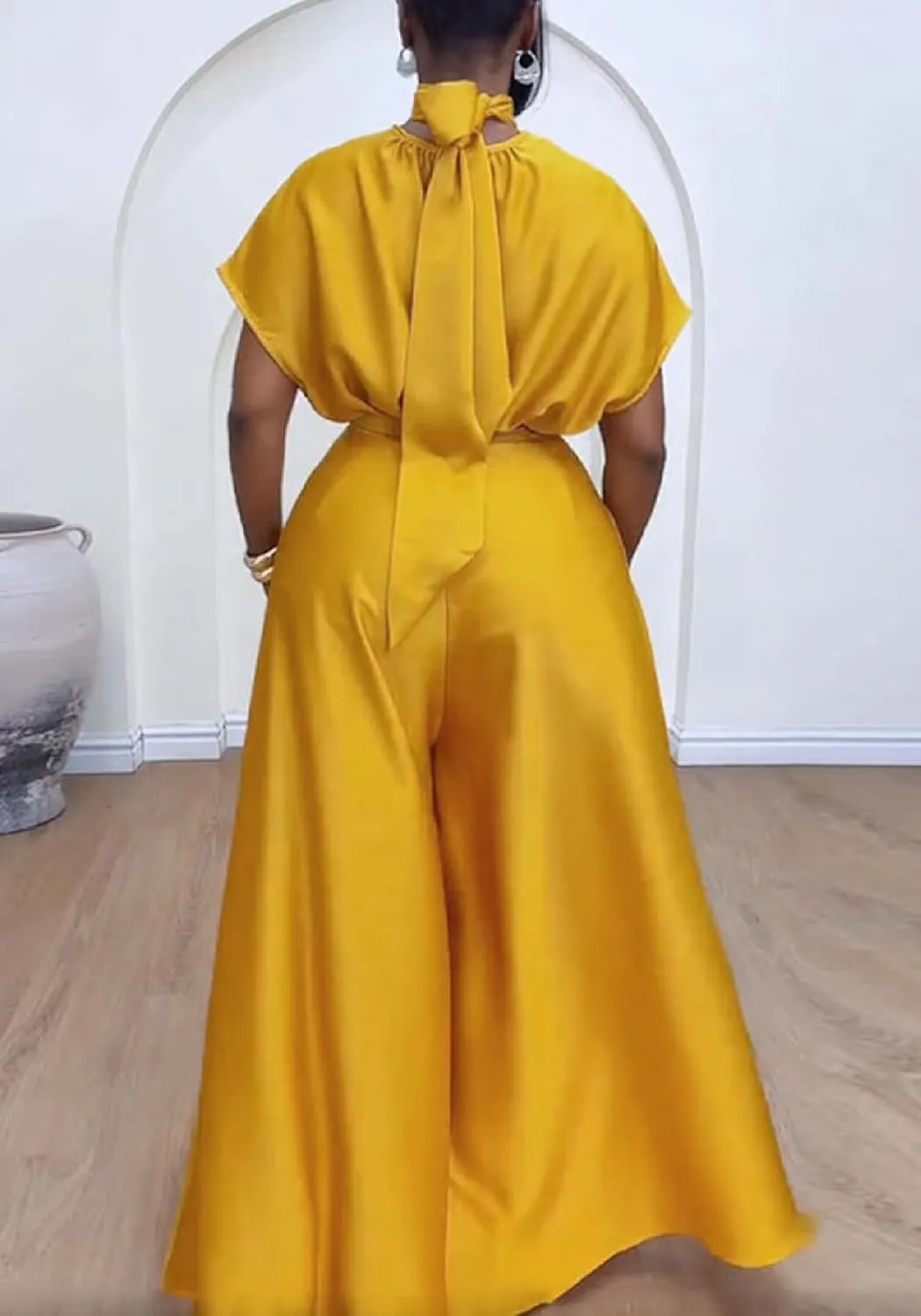 Seltaon Satin 2 Piece Outfits For Women Cap Sleeve Tops & Wide Leg Pants Sets Cocktail Party Streetwear Lounge Sets