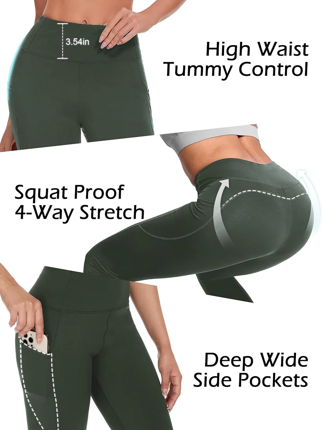 SEVEGO Tall Women's 30"/32"/34"/36" Yoga Leggings High Waist Workout Activewear Pants with Pockets