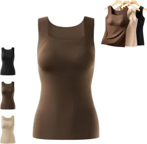 Shamfreshen U Neck Shapewear Built-in Bra Tank, Women's High Elastic Sleeveless Slim High Support Belly Camisole