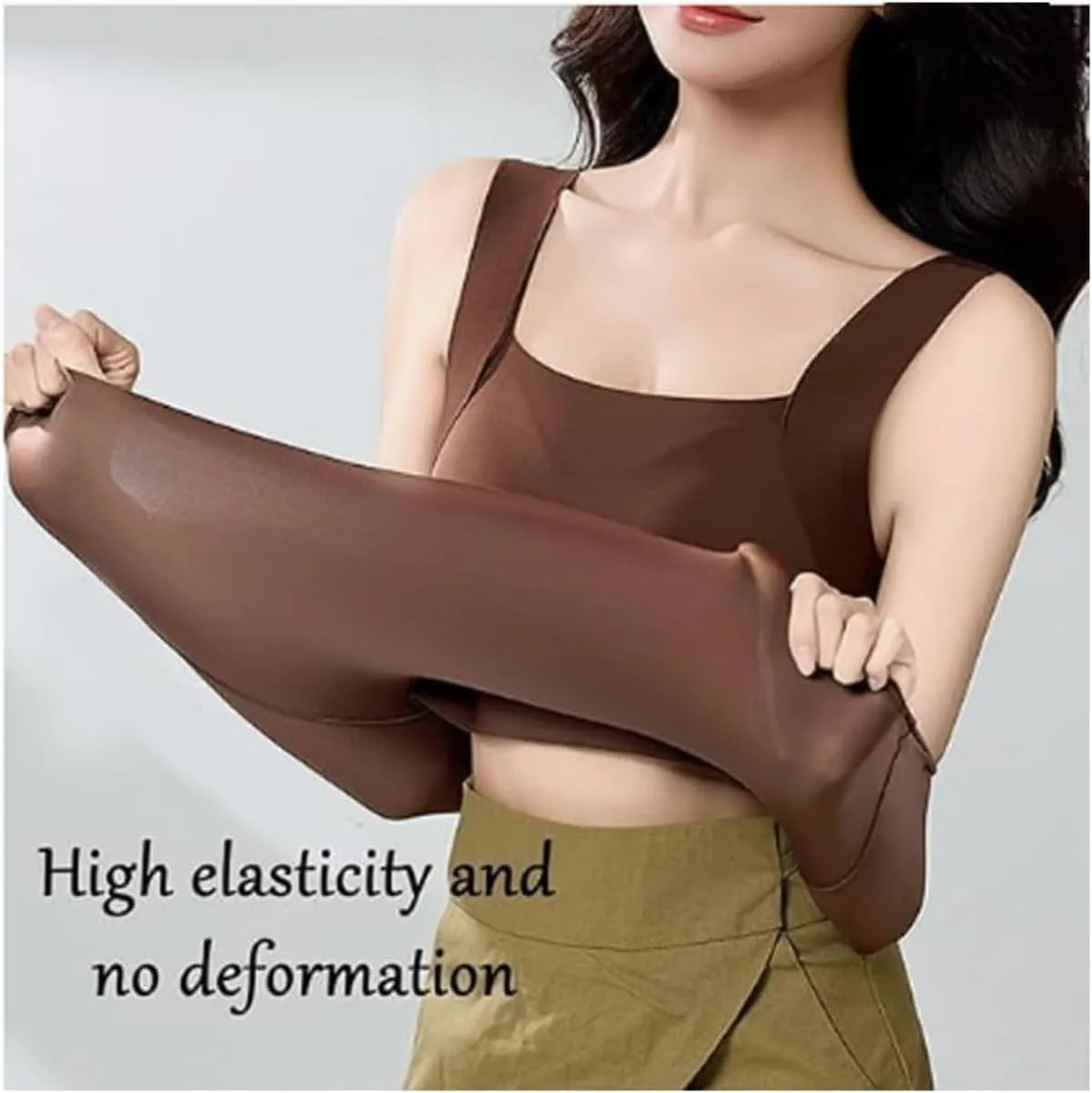Shamfreshen U Neck Shapewear Built-in Bra Tank, Women's High Elastic Sleeveless Slim High Support Belly Camisole