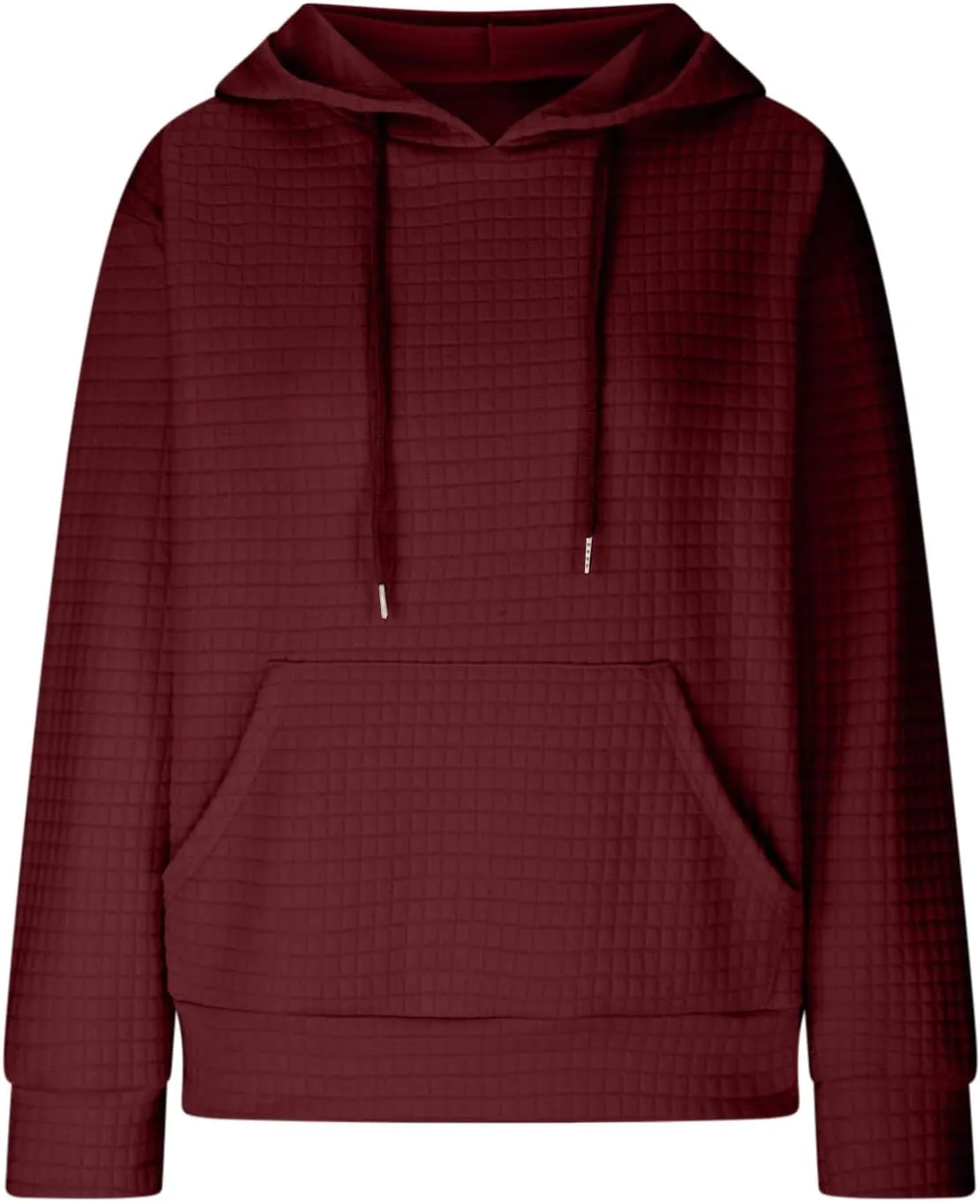 SHOPESSA Women Pullover Hoodie Sweatshirt Waffle-Knit Shacket Hooded Loose Fit Lightweight Jacket Long Sleeve Boyfriend Shirt