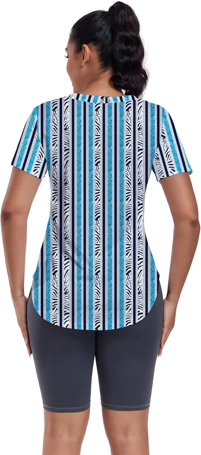 Short Sleeve Workout Shirts Women Loose Fit, V-Neck Women Exercise T-Shirt Workout Top, Dry Fit Yoga Gym Sport Tops