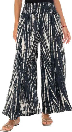 SHU-SHI Womens Palazzo Flowy Summer Pants Wide Leg Lounge Trousers Elastic Waist Side Pockets