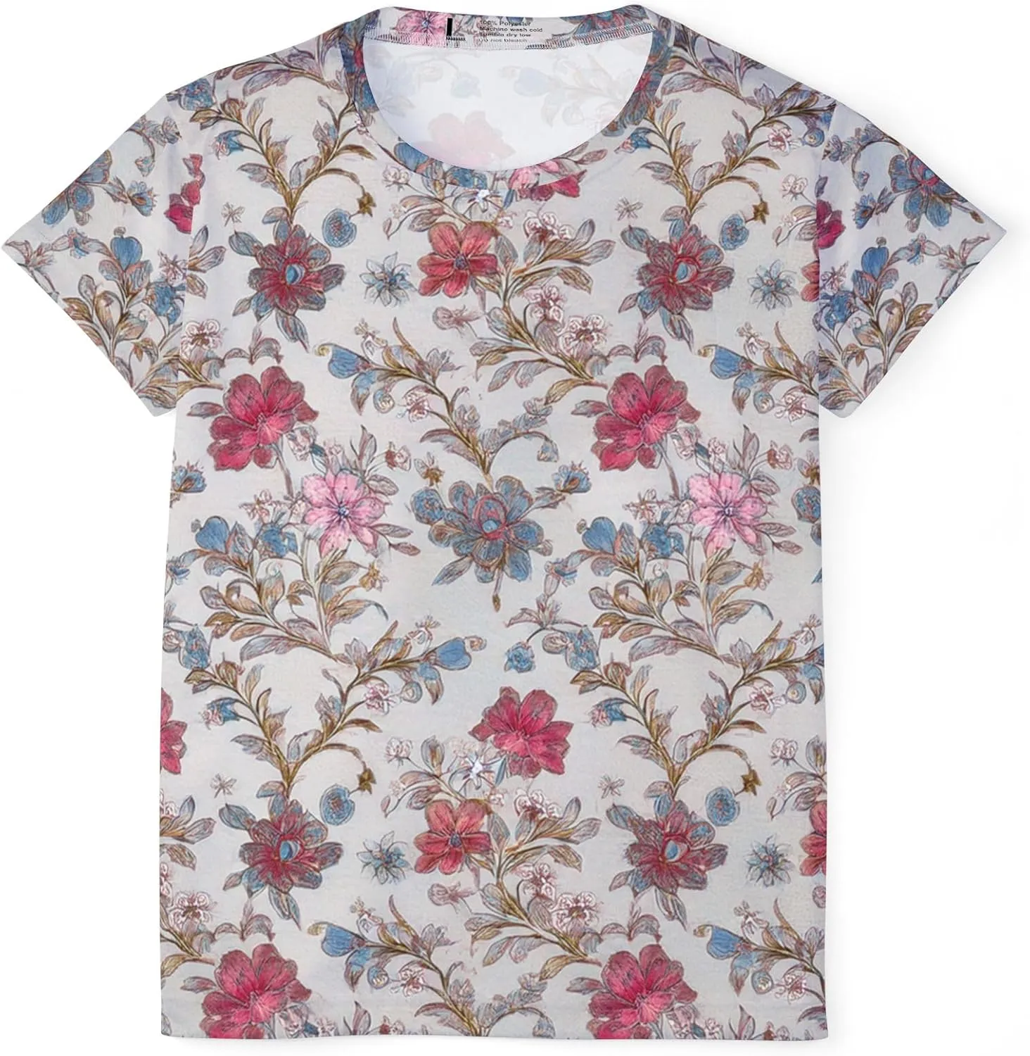 Silver Floral Women Sports Jersey, Athletic Floral Top, Activewear, Casual Sportswear, Summer Jersey, Floral Shirt