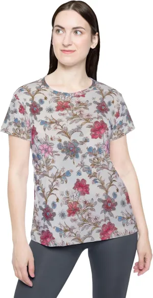 Silver Floral Women Sports Jersey, Athletic Floral Top, Activewear, Casual Sportswear, Summer Jersey, Floral Shirt