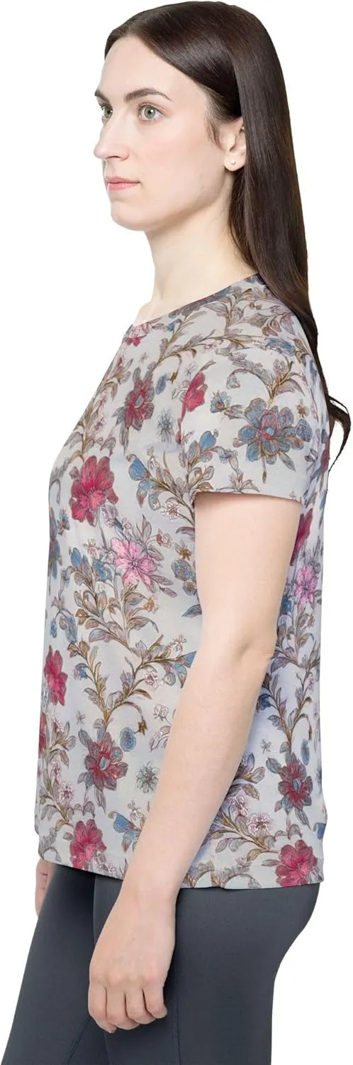 Silver Floral Women Sports Jersey, Athletic Floral Top, Activewear, Casual Sportswear, Summer Jersey, Floral Shirt