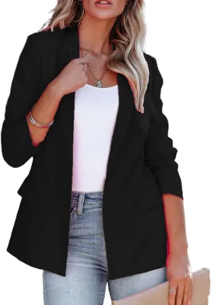 Smoneyful Women's Blazers Business Casual Jacket Suit Long Sleeve Open Front Slim Fit for Work Office 2025 Trendy