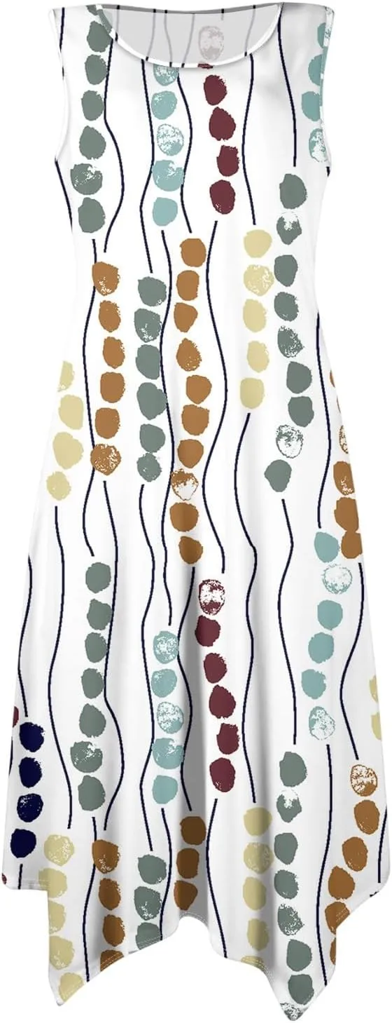 Summer Midi Dresses for Women 2025 Casual Vacation Handkerchief Tank Dress with Pockets Sundress Beach Cover ups